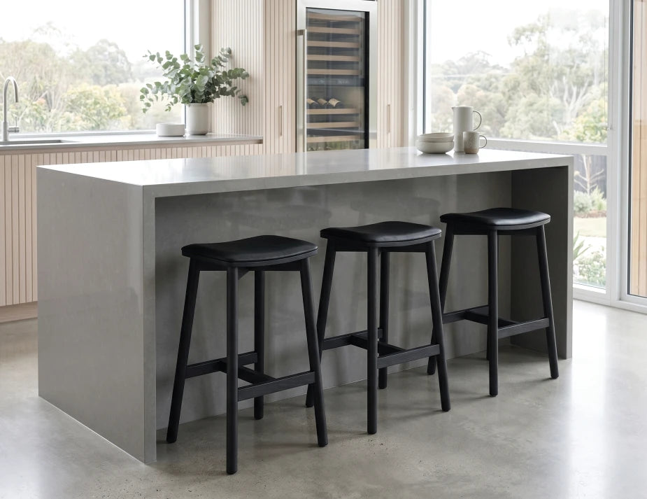 Andi Backless Bar Stool - Black - Upholstered