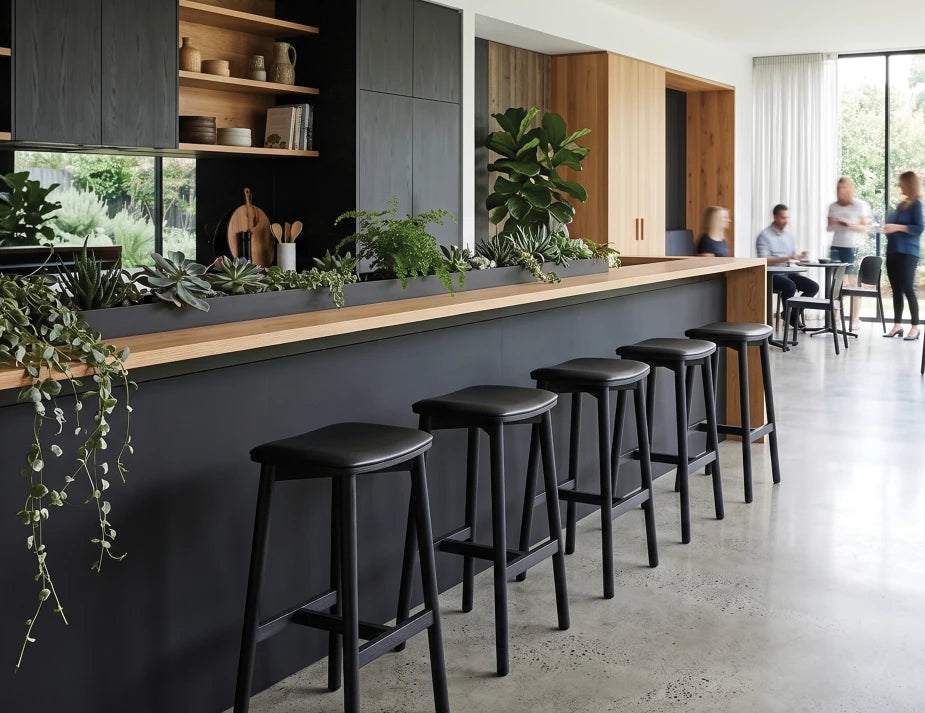 Andi Backless Bar Stool - Black - Upholstered