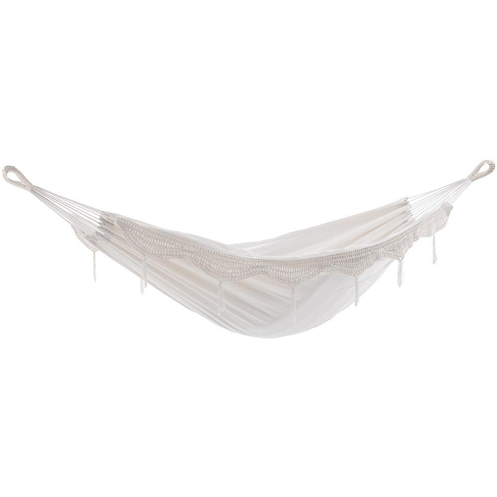 Vivere Brazilian Style Cotton Hammock - Natural with Fringe