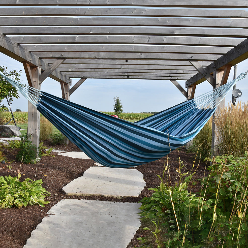 Vivere Brazilian Style Cotton Hammock - Blue Lagoon