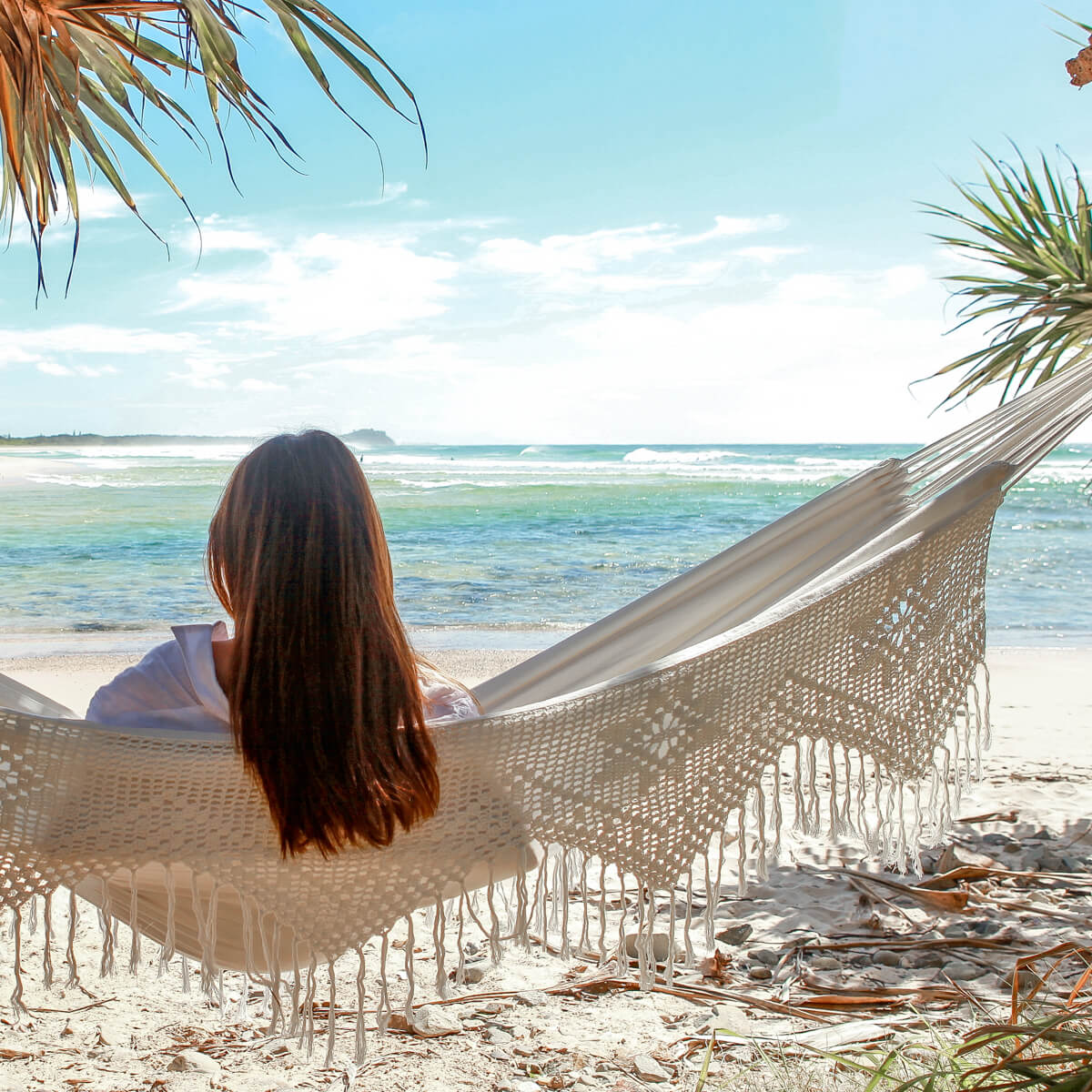 Vivere Deluxe Brazilian Style Cotton Hammock (Double) - Natural