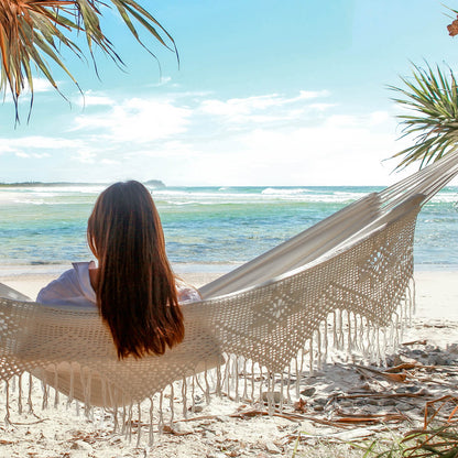 Vivere Deluxe Brazilian Style Cotton Hammock (Double) - Natural