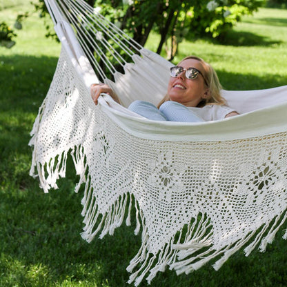 Vivere Deluxe Brazilian Style Cotton Hammock (Double) - Natural