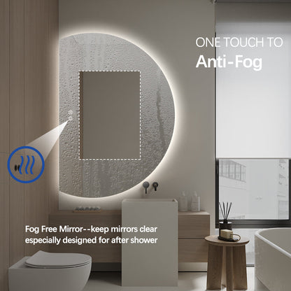Left Cut Moon LED Mirror 77cm x 110cm Frameless Backlit Wall Mirror