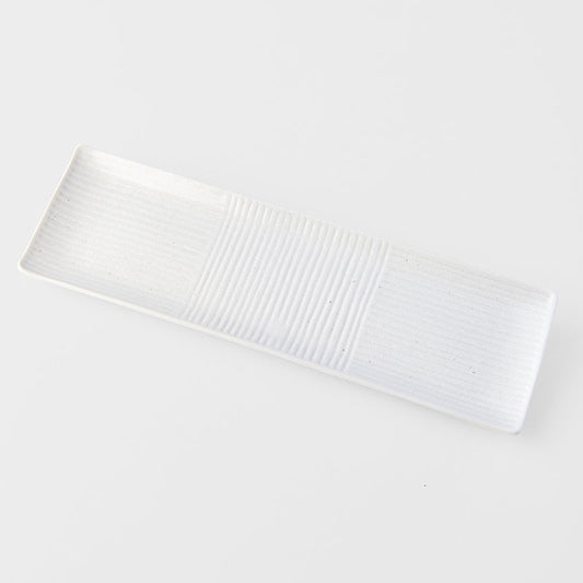 Sashimi Plate 33cm Line Design White Glaze