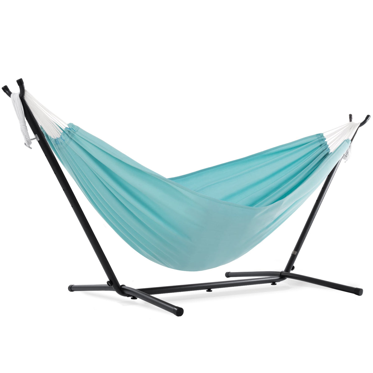 Vivere Double Polyester Hammock with Stand (280cm) - Aqua