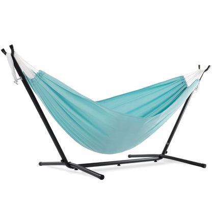 Vivere Double Polyester Hammock with Stand (280cm) - Aqua