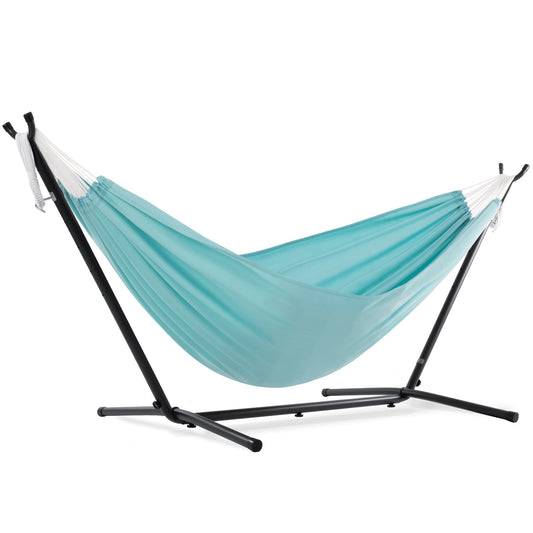 Vivere Double Polyester Hammock with Stand (280cm) - Aqua