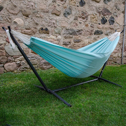 Vivere Double Polyester Hammock with Stand (280cm) - Aqua