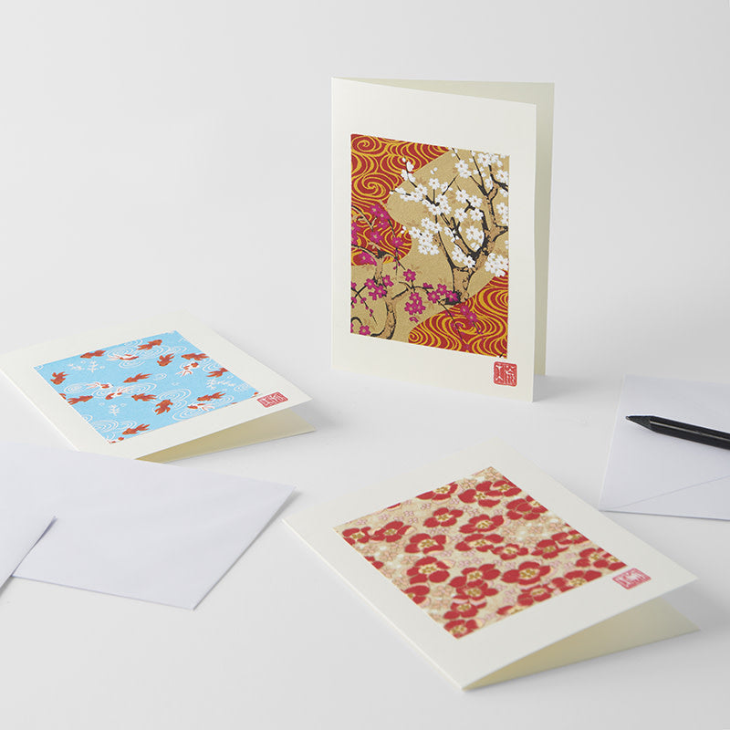 Card Chiyogami Blossom & Gold Handmade Greeting - Image 2