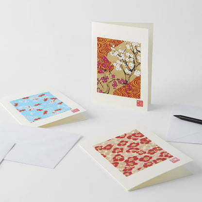 Card Chiyogami Blossom & Gold Handmade Greeting - Image 2