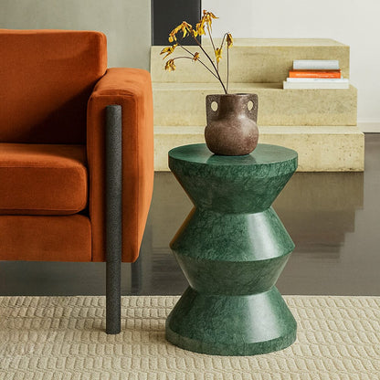 Caspian Green Marble Cylinder Side Table 28cm