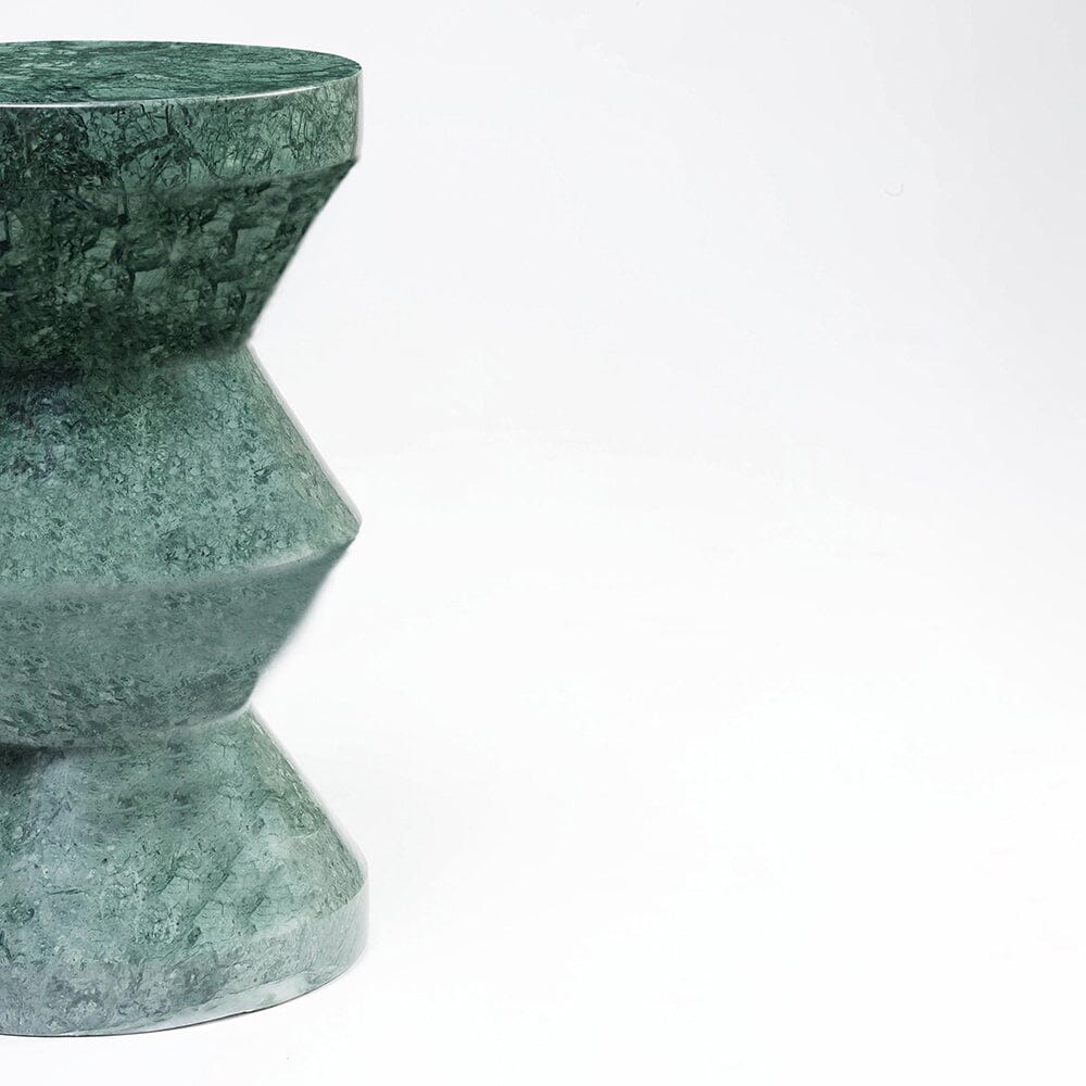Caspian Green Marble Cylinder Side Table 28cm