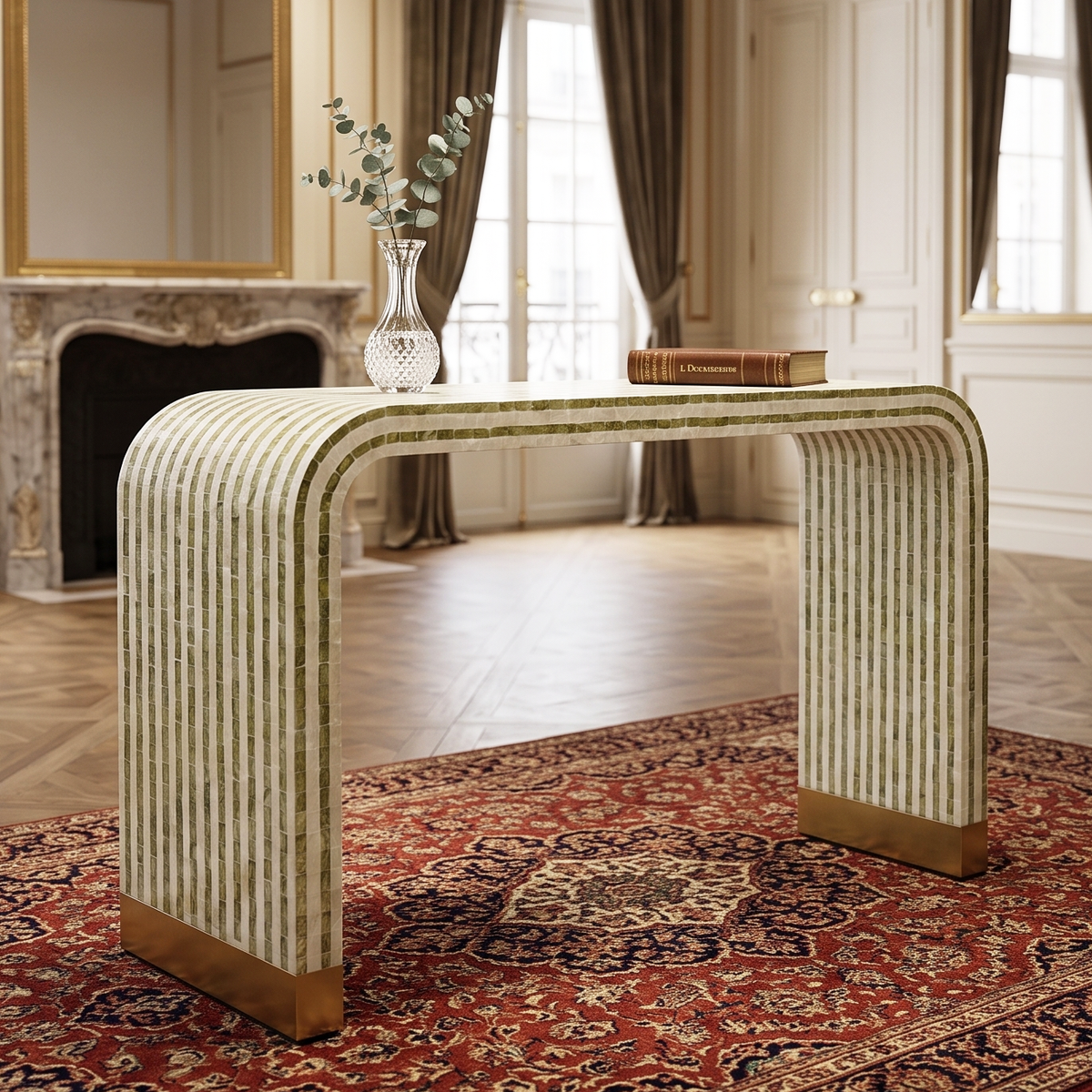 Celestine Mother of Pearl Inlay Arched Console Table 116cm