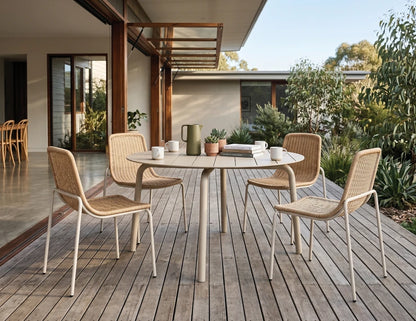 Roku Round Dining Table 120cm - Outdoor - Latte