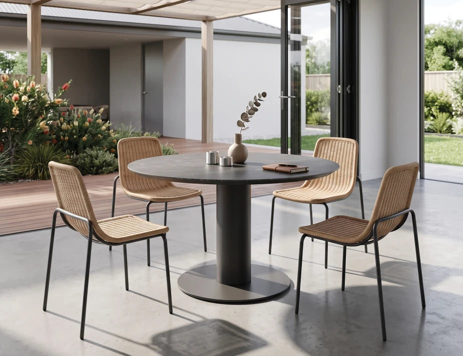 Loma Dining Table Charcoal 120cm - Outdoor - Basalt Ceramic Top