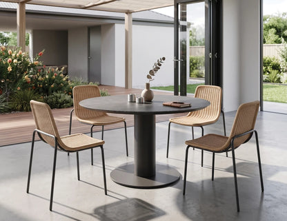 Loma Dining Table Charcoal 120cm - Outdoor - Basalt Ceramic Top