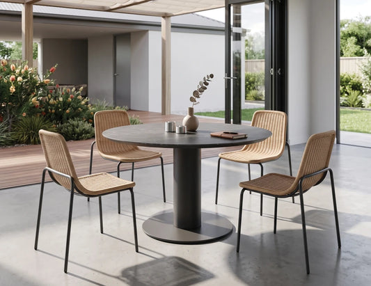 Loma Dining Table Charcoal 120cm - Outdoor - Basalt Ceramic Top