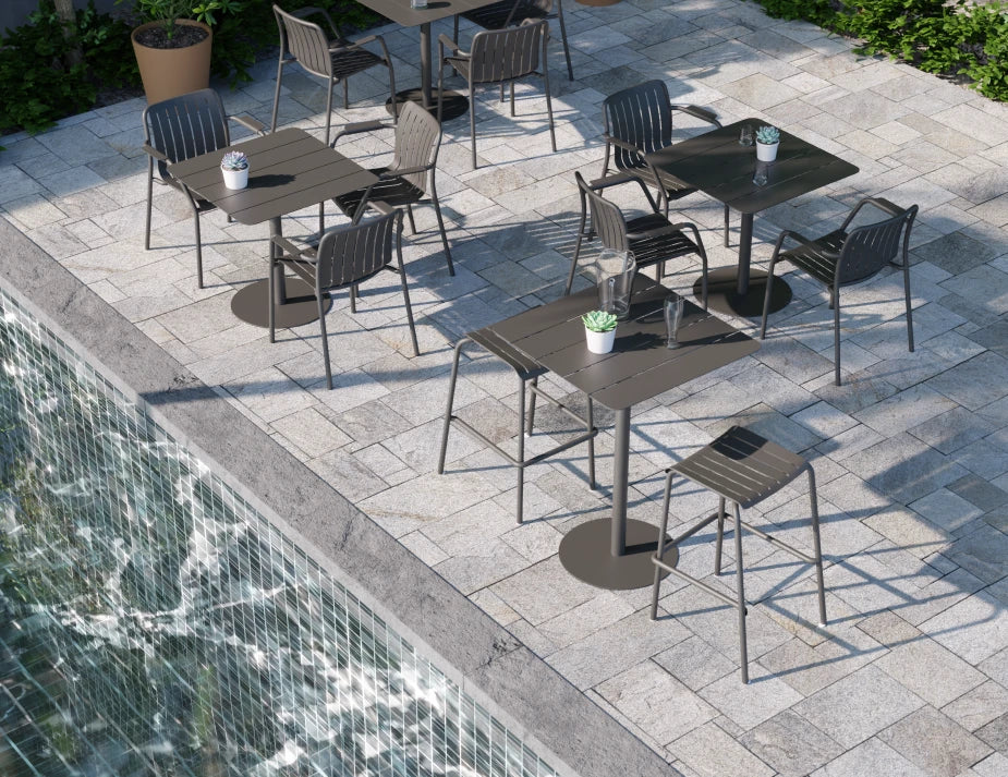 Roku Backless Bar Stool - Outdoor - Charcoal