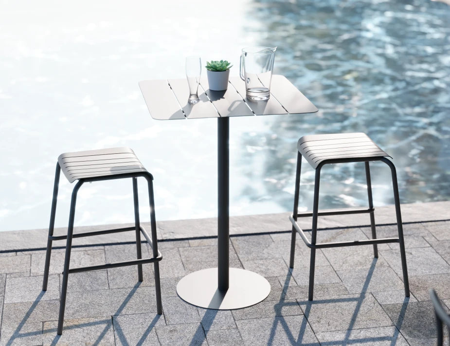 Roku Backless Bar Stool - Outdoor - Charcoal