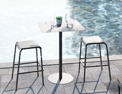 Roku Backless Bar Stool - Outdoor - Charcoal