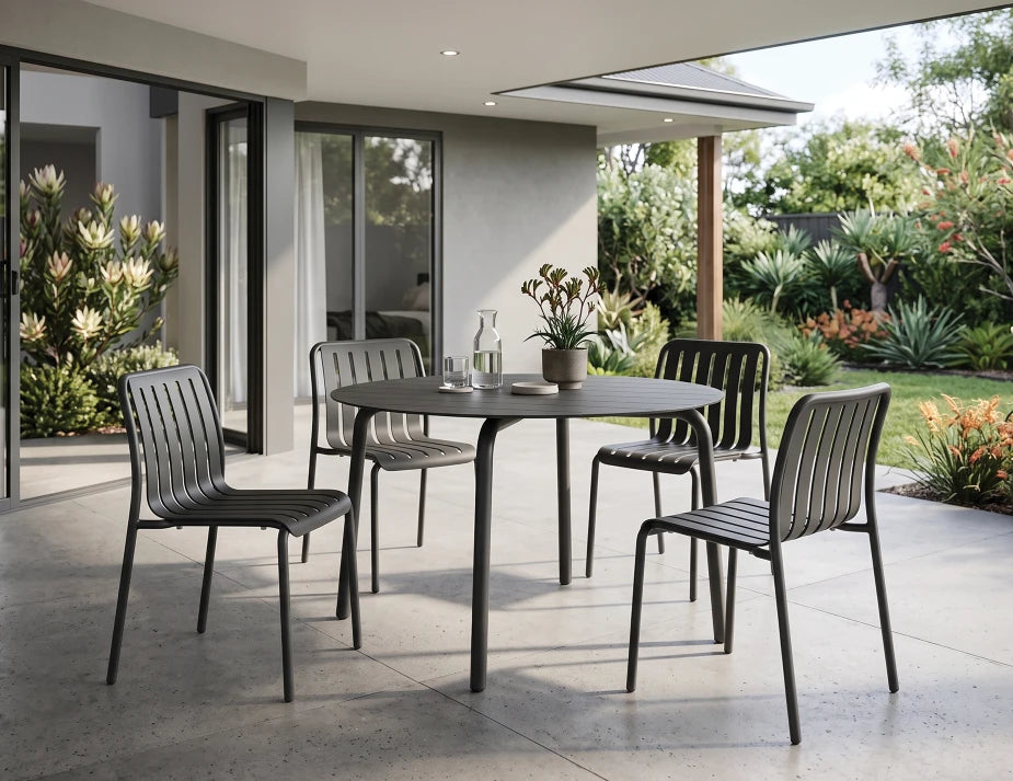Roku Round Dining Table 120cm - Outdoor - Charcoal