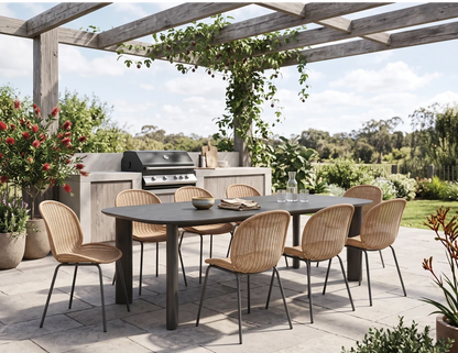Vela Dining Table 240cm - Outdoor - Charcoal - Basalt Ceramic Top