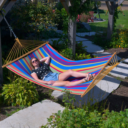 Vivere Cotton Spreader Bar Hammock - Tropical