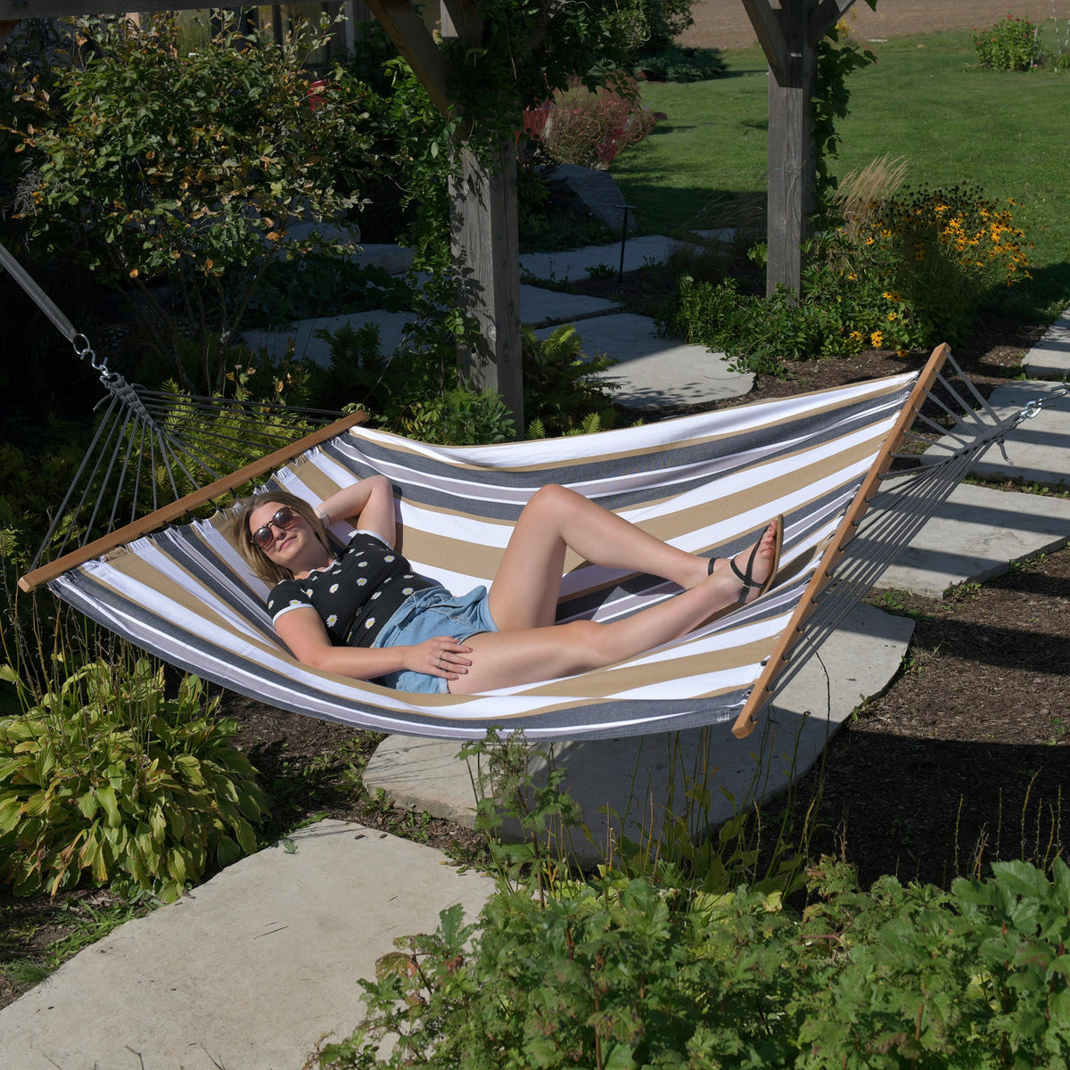 Vivere Cotton Spreader Bar Hammock - Desert Moon