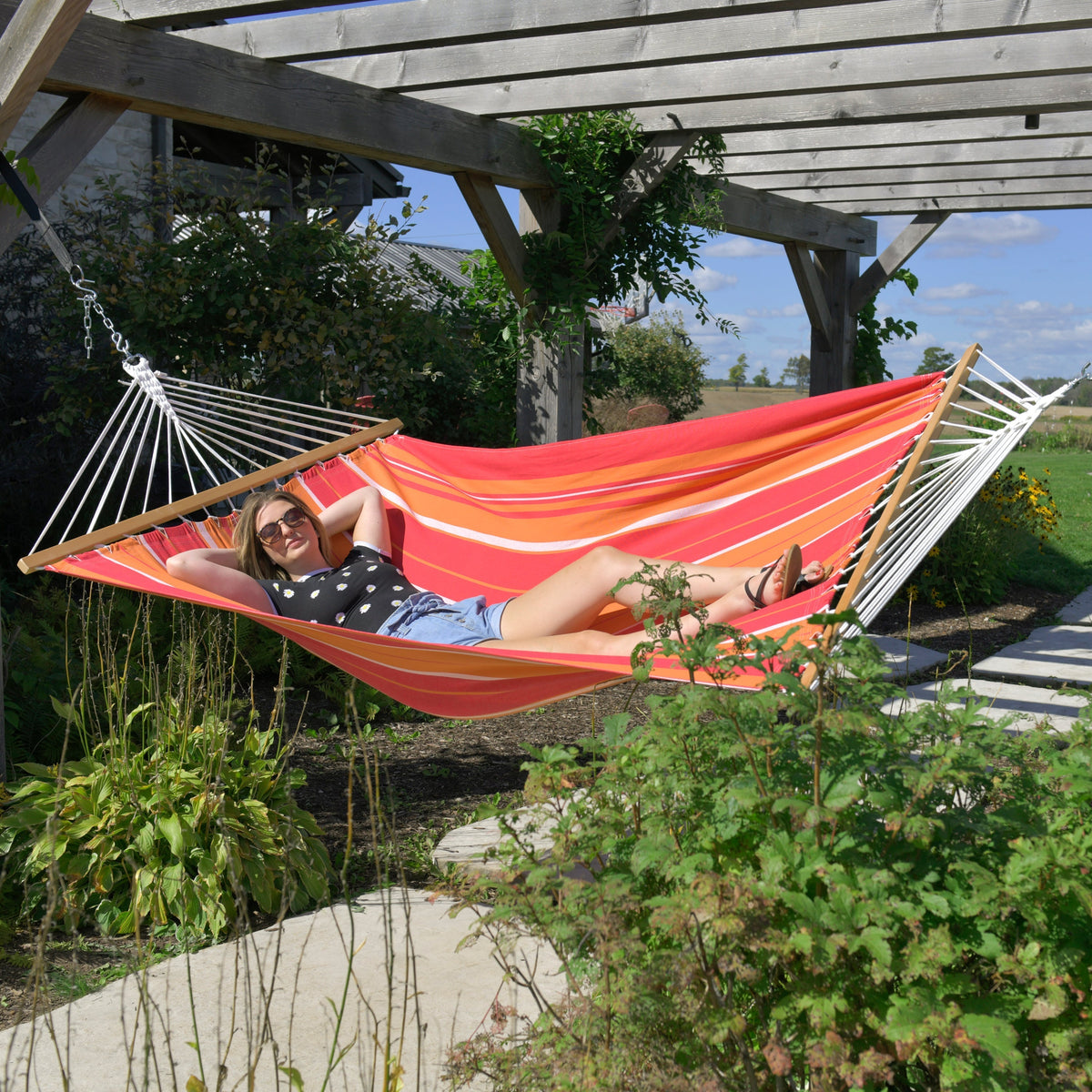 Vivere Cotton Spreader Bar Hammock - Mimosa
