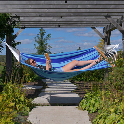 Vivere Cotton Spreader Bar Hammock - Island Breeze
