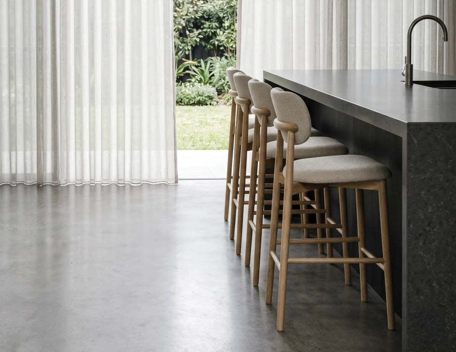 Oskar Bar Stool - Natural - Ivory Cream Fabric