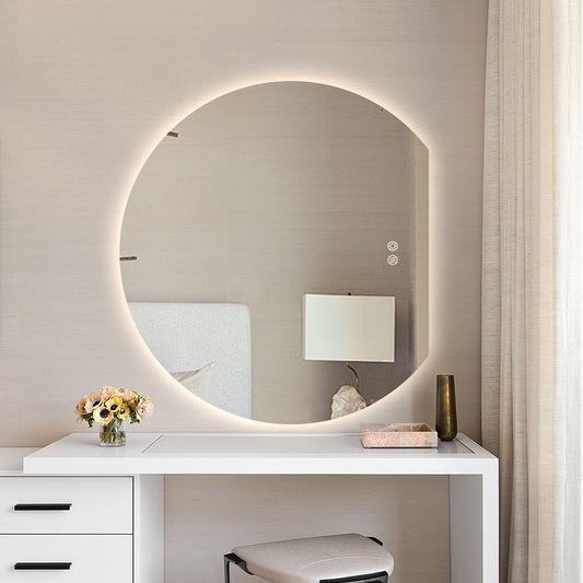 Modern Crescent Moon Wall LED Mirror 63cm x 70cm Backlit Frameless