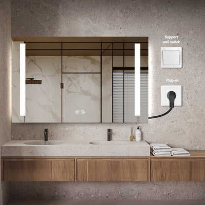 Rectangular Double-Sided Frosted Frontlit LED Mirror 75cm x 120cm Frameless Wall Mounted
