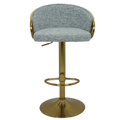 Dalton Grey Upholstered Gold Swivel Bar Stool