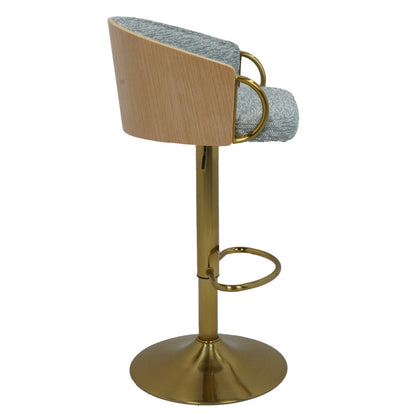 Dalton Grey Upholstered Gold Swivel Bar Stool