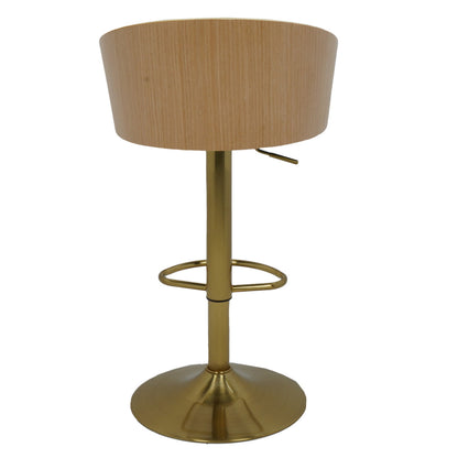Dalton Grey Upholstered Gold Swivel Bar Stool