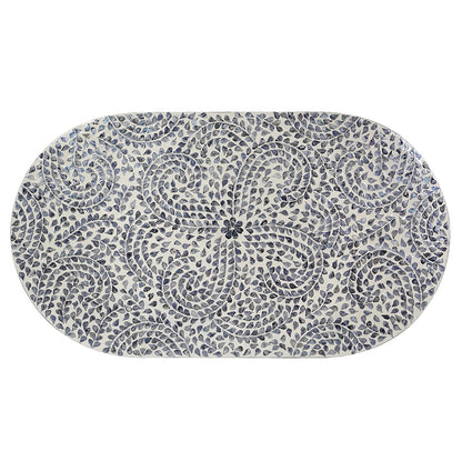 Daphne Black and White Floral Shell Inlay Coffee Table 104cm