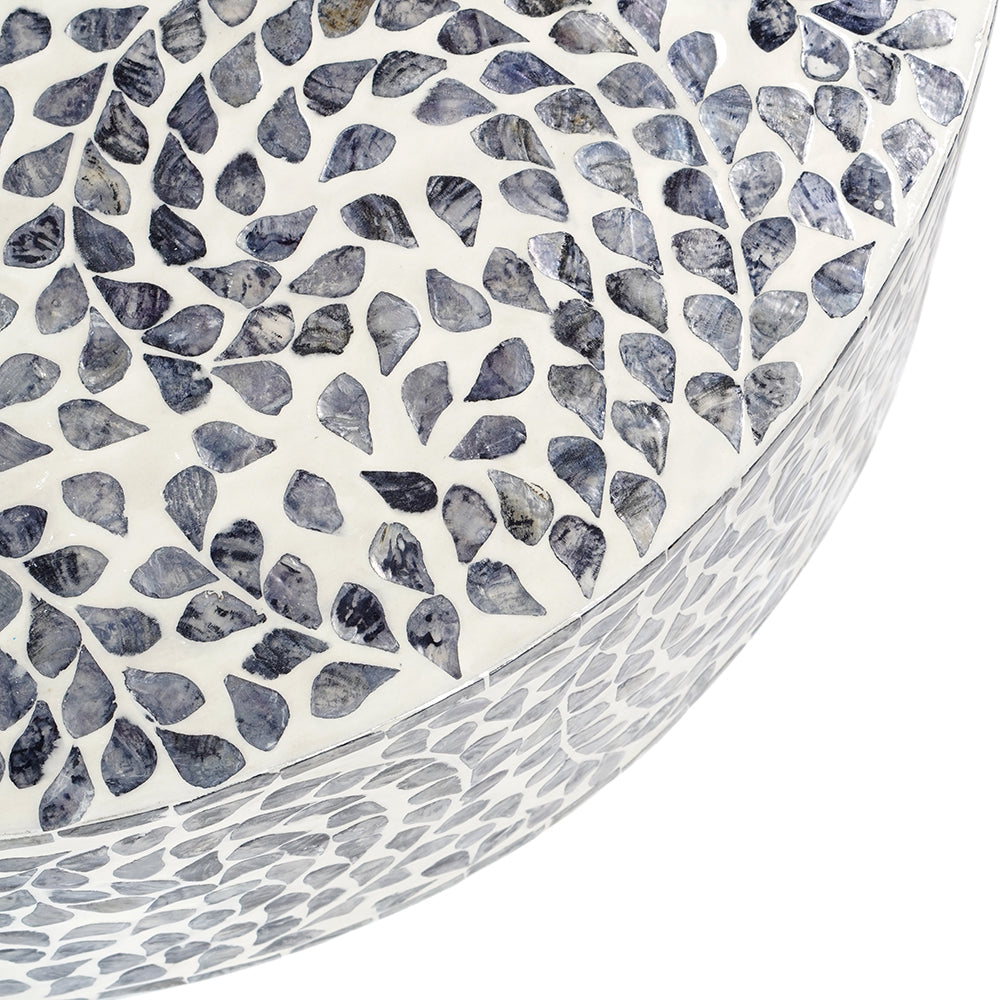 Daphne Black and White Floral Shell Inlay Coffee Table 104cm