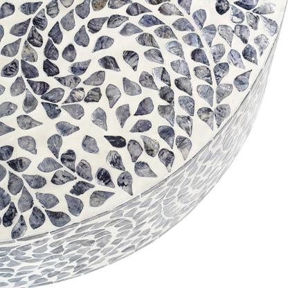 Daphne Black and White Floral Shell Inlay Coffee Table 104cm