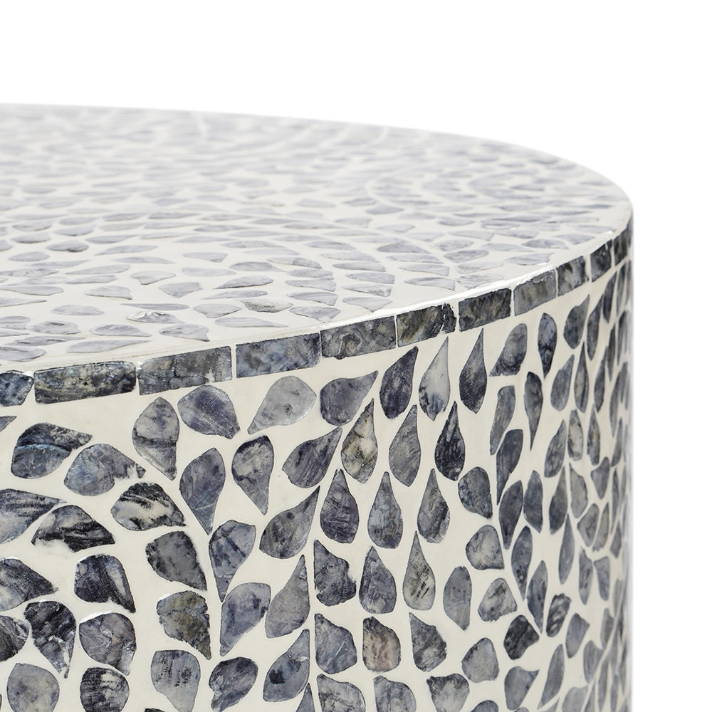 Daphne Black and White Floral Shell Inlay Coffee Table 104cm