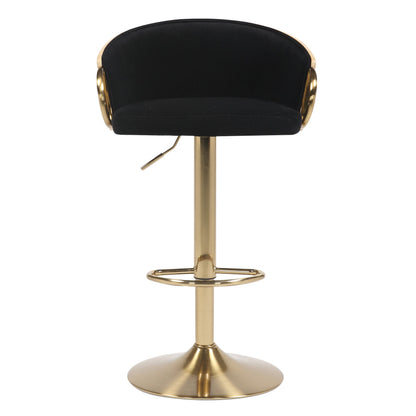 Darcy Black Velvet Gold Gas Lift Bar Stool 62-82cm