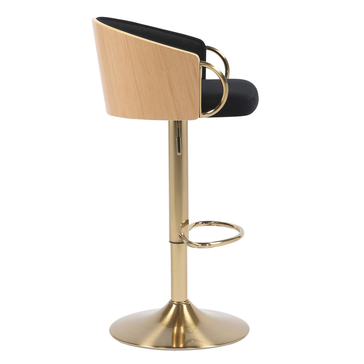 Darcy Black Velvet Gold Gas Lift Bar Stool 62-82cm