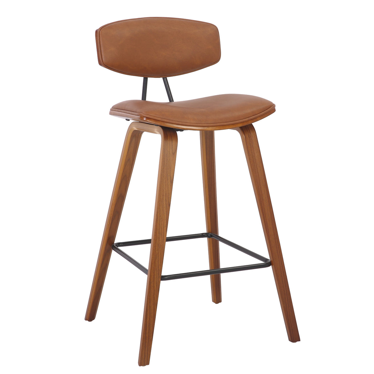 Dashwood Walnut Finish Brown Faux Leather Bar Chair