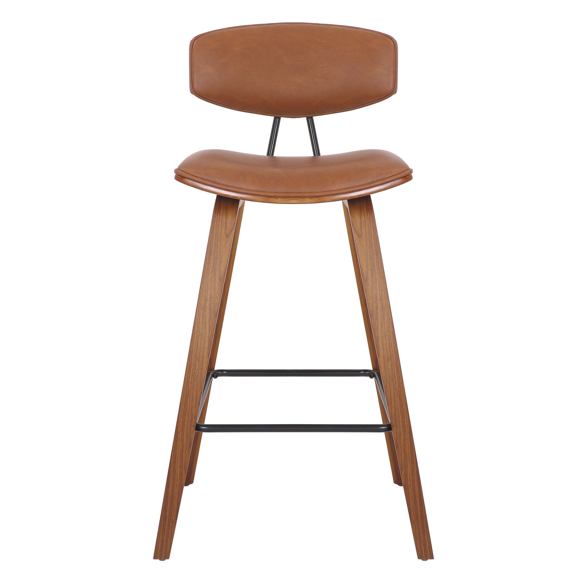 Dashwood Walnut Finish Brown Faux Leather Bar Chair