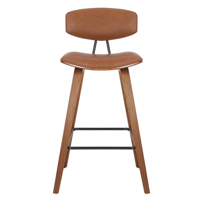 Dashwood Walnut Finish Brown Faux Leather Bar Chair