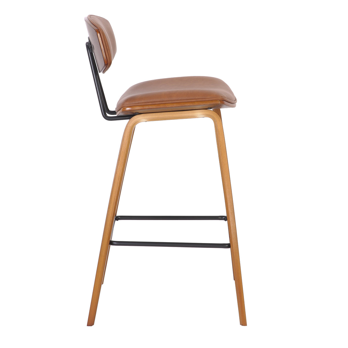 Dashwood Walnut Finish Brown Faux Leather Bar Chair