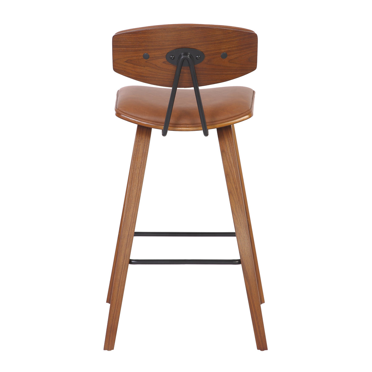 Dashwood Walnut Finish Brown Faux Leather Bar Chair