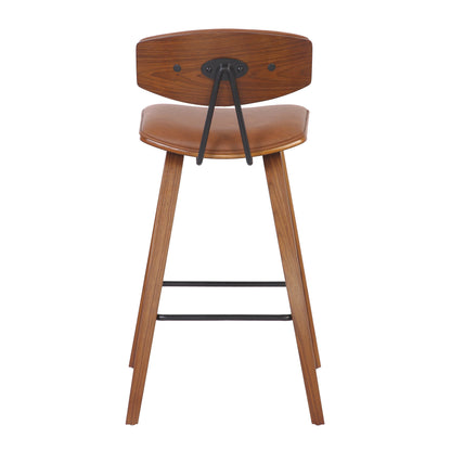 Dashwood Walnut Finish Brown Faux Leather Bar Chair