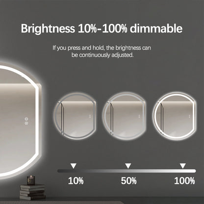 Right Cut Moon Wall Frosted LED Mirror 90cm x 100cm Frameless Frontlit Defogger